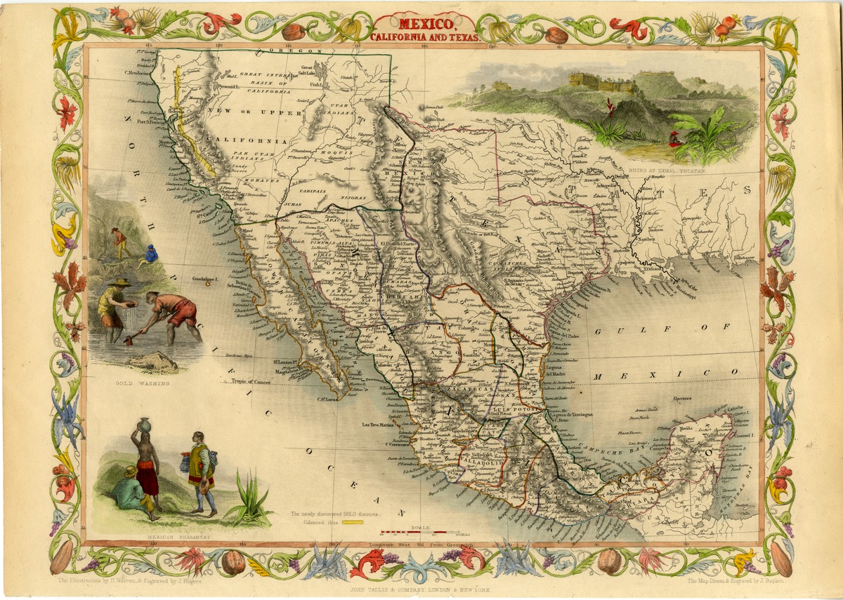 Mexico, California, And Texas. The Map Drawn And Engraved By J. Rapkin 