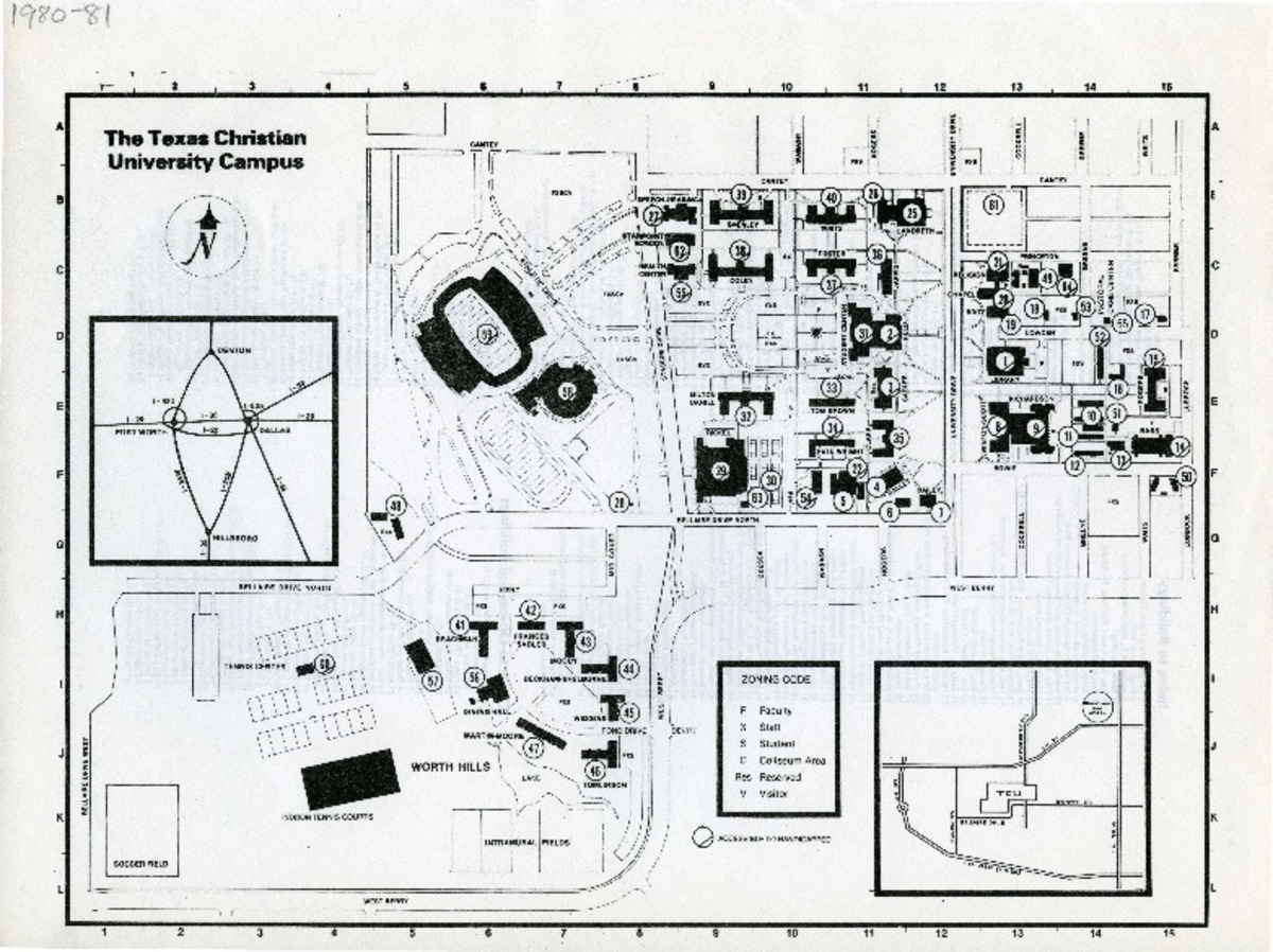 Map Of Texas Christian University - Dolley Hollyanne