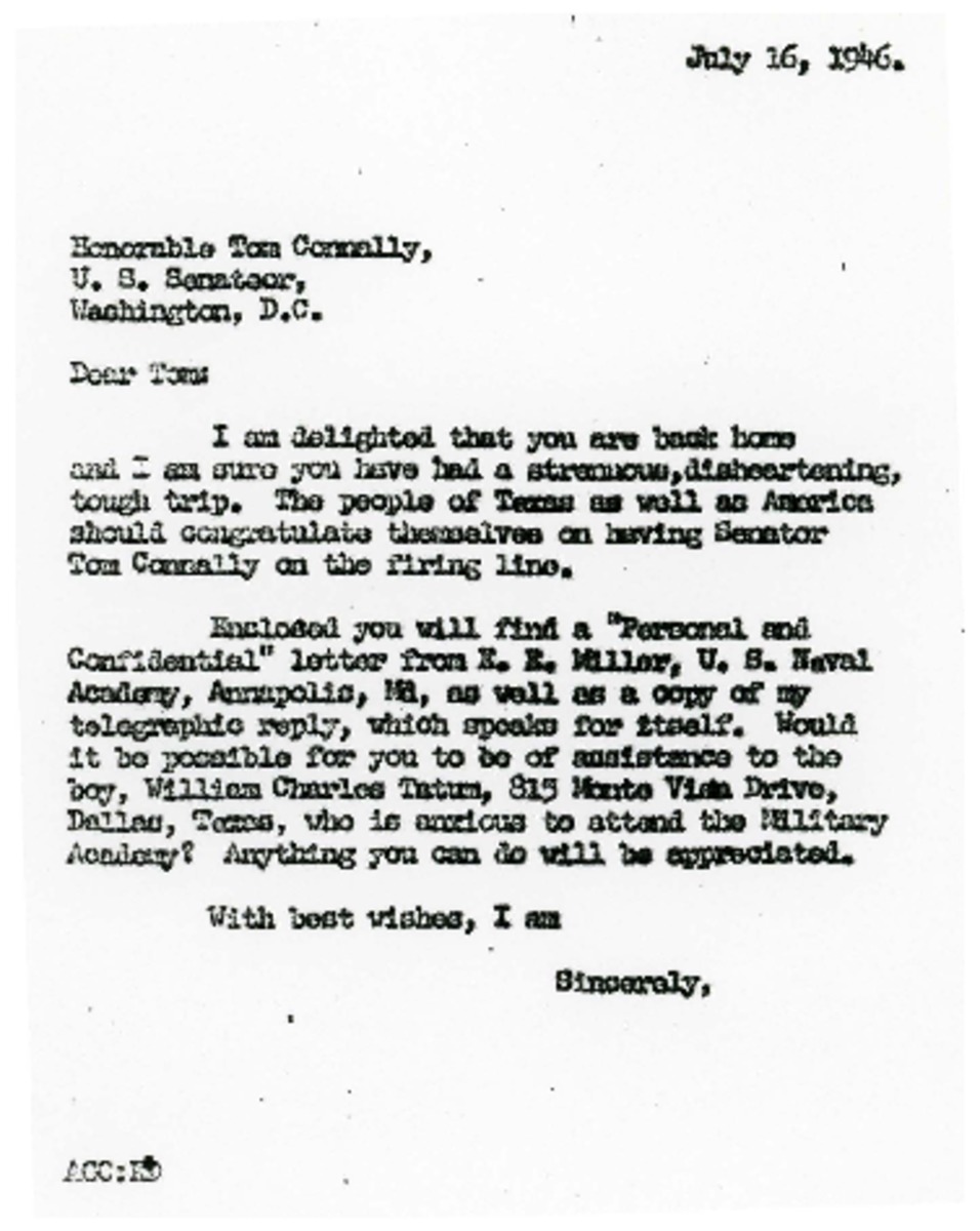 Letter re: William Charles Tatum