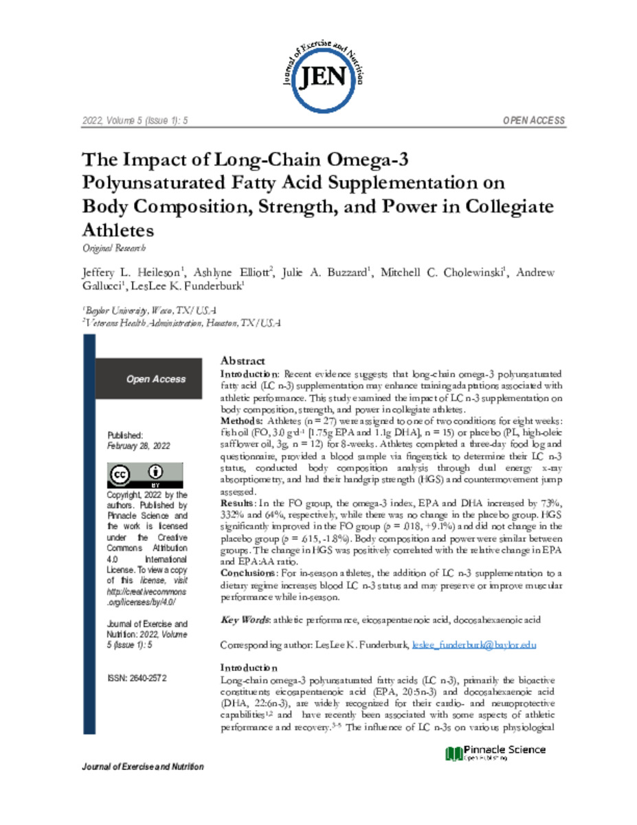 The Impact of Long Chain Omega 3 Polyunsaturated Fatty Acid